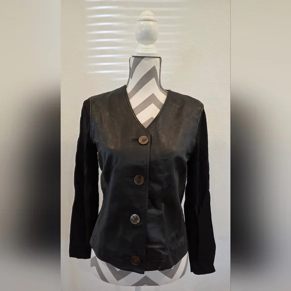 Anne Klein Women's Genuine Leather Jacket Sweater - Item 057 - Picture 1 of 14